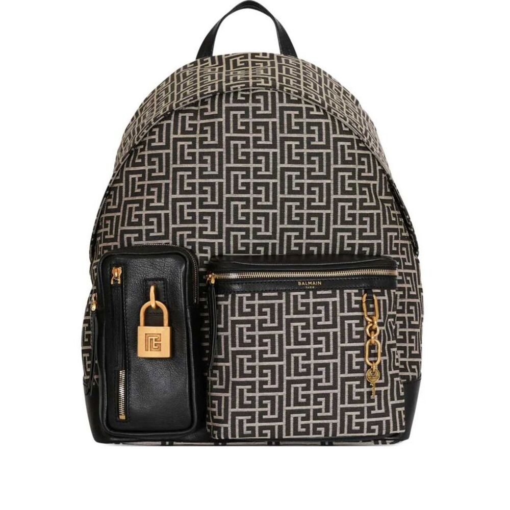 Balmain Men Pulse Backpack With Jacquard Monogram
